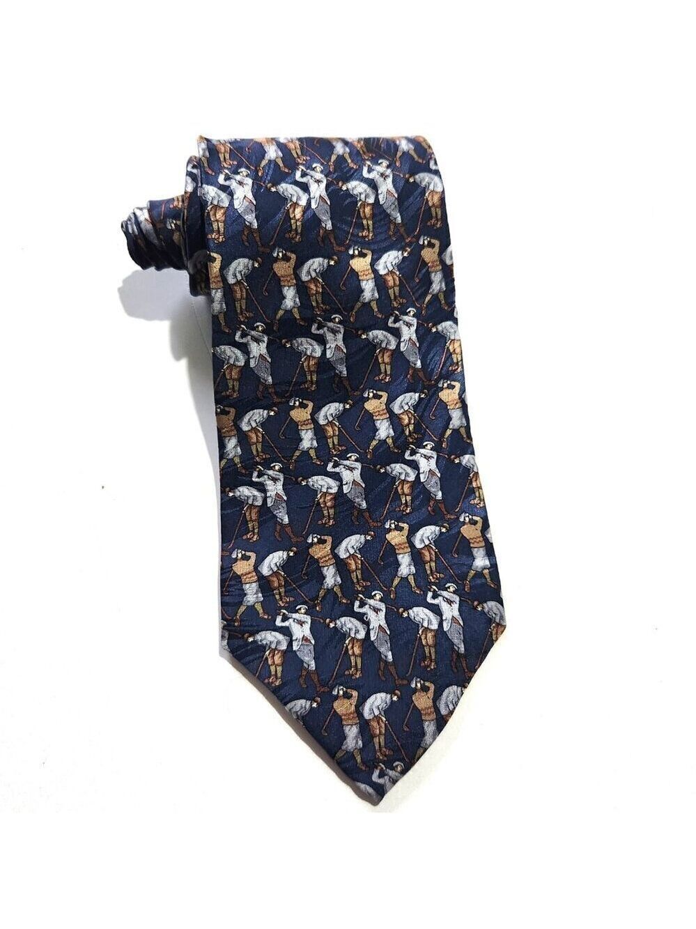 Golf Necktie Crooks & Creed London Handmade All Silk Tie Blue